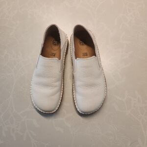 Birkenstock CALLAN White Pebbled Leather Slip On Shoes Size 7-7.5/38